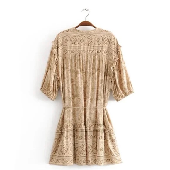 Boho Gypsy Ruffle detail Mini Dress - Picture 8 of 9